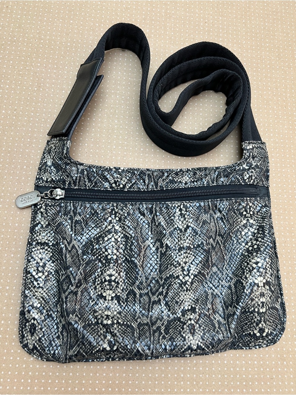 Cosci Vintage Snake Skin Crossbody Bag in Black and Gray